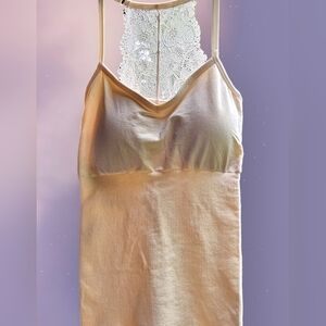 Laura Ashley Light Peach Tank Top for Lounge, Sleepwear Lace Back Size Small